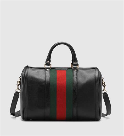 gucci vintage web medium boston bag black leather|Gucci microguccissima Boston bag.